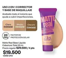 Avon Real - matte base líquida cobertura total 20 ml oferta