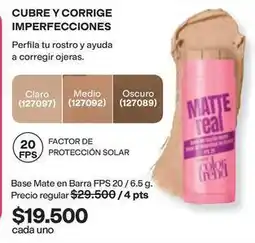 Avon Solar - base mate en barra fps 20 / 6.5 g oferta