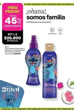 Avon Disney - kit x 2 columna stitch de 160 ml + champú 2 en 1 stitch de 300 ml oferta