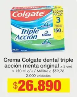Metro Colgate crema dental triple acción menta original oferta
