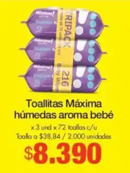 Metro Toallitas Máxima húmedas aroma bebé oferta