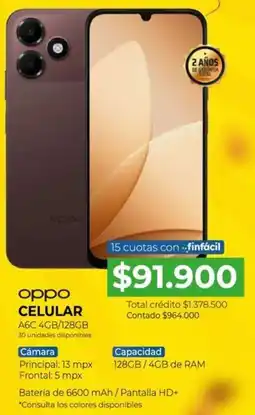 Full Hogar Oppo celular A6C 4GB/128GB oferta