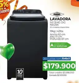 Full Hogar Haceb lavadora ivy 19 kg dig negra oferta