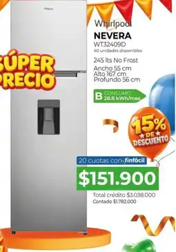 Full Hogar Whirlpool nevera oferta