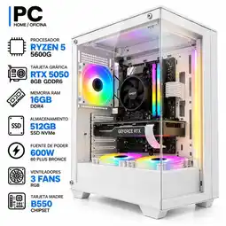Falabella PC GAMER Ryzen 5 5600GT + RTX 5050 8GB | 16GB RAM | 512GB SSD | B550 | 600W | Chasis BLANCO oferta