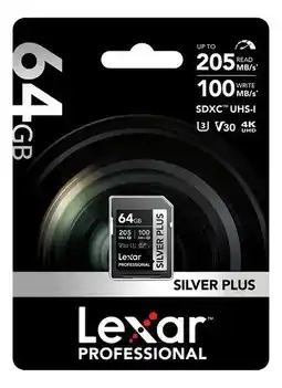 Falabella Memoria SD Professional Silver Plus 255-135 MB/s C10 U3 V30 64 GB oferta