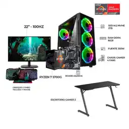 Falabella COMPUTADOR GAMER RYZEN 7 5700G RAM 16GB SSD 2TB + MONITOR 22 FHD + ESCRITORIO oferta