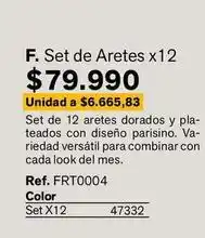 Leonisa F. set de aretes x12 oferta