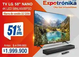Alkosto Lg - tv 58 nano 4k led 58nu850bpsd + barra de sonido s20a oferta