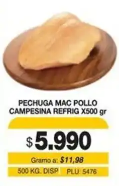 Mercar Pechuga mac pollo campesina refrig oferta