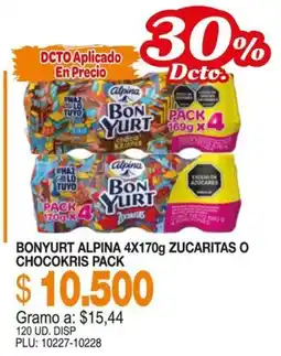Mercar Bon yurt alpina 4x170g zucaritas o chocokris pack oferta