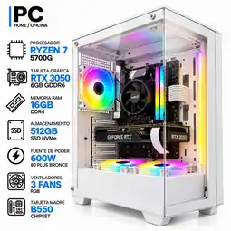 Falabella PC GAMER Ryzen 7 5700G + RTX 3050 6GB | 16GB RAM | 512GB SSD | B550 | 600W | Chasis BLANCO oferta