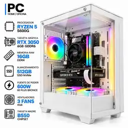 Falabella PC GAMER Ryzen 5 5600GT + RTX 3050 6GB | 16GB RAM | 512GB SSD | B550 | 600W | Chasis BLANCO oferta