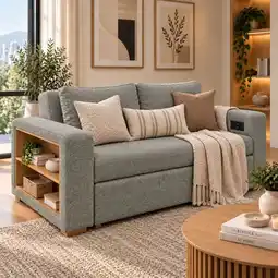 Falabella Sofa Cama Multifuncional Con Repisas, Conexión USB y Cama Auxiliar Koni oferta