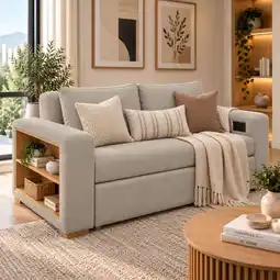 Falabella Sofa Cama Multifuncional Con Repisas, Conexión USB y Cama Auxiliar Koni oferta