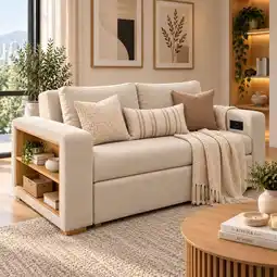 Falabella Sofa Cama Multifuncional Con Repisas, Conexión USB y Cama Auxiliar Koni oferta
