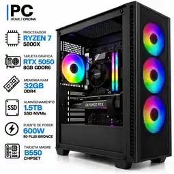 Falabella PC GAMER RYZEN 7 5800X + RTX 5050 8GB GDDR6 | 32GB RAM | 1.5TB SSD NVMe | B550 | 600W 80+ BR oferta
