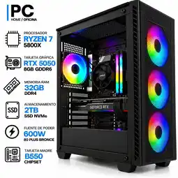 Falabella PC GAMER RYZEN 7 5800X + RTX 5050 8GB GDDR6 | 32GB RAM | 2TB SSD NVMe | B550 | 600W 80+ BR oferta