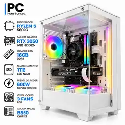 Falabella PC GAMER Ryzen 5 5600GT + RTX 3050 6GB | 16GB RAM | 1TB SSD | B550 | 600W | Chasis BLANCO oferta