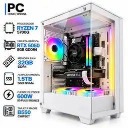 Falabella PC GAMER Ryzen 7 5700G + RTX 5050 8GB | 32GB RAM | 1.5TB SSD | B550 | 600W | Chasis BLANCO oferta