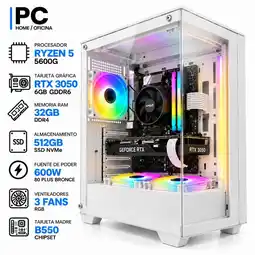 Falabella PC GAMER Ryzen 5 5600GT + RTX 3050 6GB | 32GB RAM | 512GB SSD | B550 | 600W | Chasis BLANCO oferta