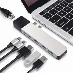 Falabella Multipuerto Drive USB C Hub, Net 6 en 2 para PC Pro Air oferta