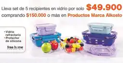 Alkosto Alkosto - set de 5 recipientes en vidrio oferta
