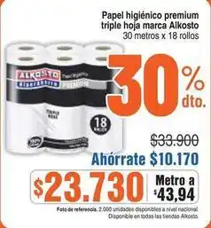 Alkosto Alkosto - papel higi00enico premium triple hoja oferta