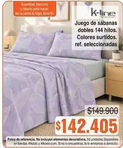 Alkosto No - juego de sábanas dobles 144 hilos oferta