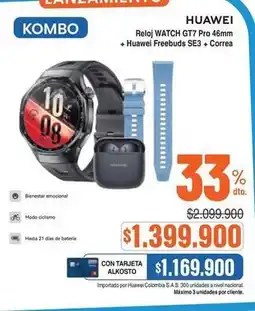 Alkosto Huawei - reloj watch gt7 pro 46mm + freebuds se3 + correa oferta
