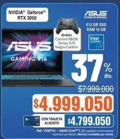Alkosto Asus - gaming v16 rtx 3050 oferta