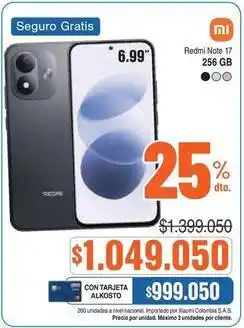 Alkosto Xiaomi - redmi note 17 oferta