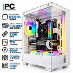 Falabella PC GAMER Ryzen 5 5600GT + RTX 5050 8GB | 32GB RAM | 1TB SSD | B550 | 600W | Chasis BLANCO oferta
