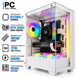 Falabella PC GAMER Ryzen 7 5700G + RTX 5050 8GB | 16GB RAM | 2TB SSD | B550 | 600W | Chasis BLANCO oferta