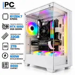 Falabella PC GAMER Ryzen 7 5700G + RTX 5050 8GB | 32GB RAM | 2TB SSD | B550 | 600W | Chasis BLANCO oferta