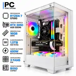 Falabella PC GAMER Ryzen 7 5700G + RTX 3050 6GB | 16GB RAM | 1.5TB | B550 | 600W | Chasis BLANCO oferta