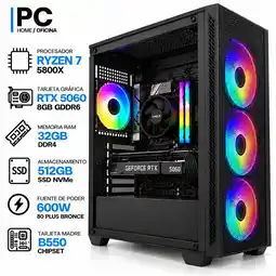 Falabella PC GAMER RYZEN 7 5800X + RTX 5060 8GB GDDR6 | 32GB RAM | 512GB SSD NVMe | B550 | 600W 80+ BR oferta