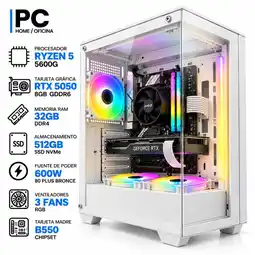 Falabella PC GAMER Ryzen 5 5600GT + RTX 5050 8GB | 32GB RAM | 512GB SSD | B550 | 600W | Chasis BLANCO oferta