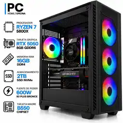 Falabella PC GAMER RYZEN 7 5800X + RTX 5050 8GB GDDR6 | 16GB RAM | 2TB SSD NVMe | B550 | 600W 80+ BR oferta
