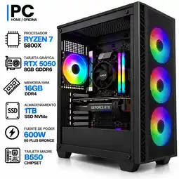 Falabella PC GAMER RYZEN 7 5800X + RTX 5050 8GB GDDR6 | 16GB RAM | 1TB SSD NVMe | B550 | 600W 80+ BR oferta
