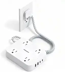 Falabella Multitoma HANYCONY 4 Tomas 4 USB con Cable Trenzado y Protección contra Sobrecarga, Blanca oferta