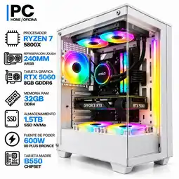 Falabella PC GAMER Ryzen 7 5800X + RTX 5060 8GB | 32GB RAM | 1.5TB | B550 | 600W | Chasis BLANCO oferta