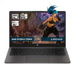 Falabella PORTATIL 245 G10 RYZEN 5-7530U 24GB RAM 512GB SSD 14'' FHD COLOR NEGRO oferta