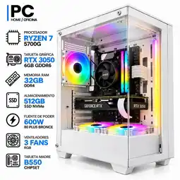 Falabella PC GAMER Ryzen 7 5700G + RTX 3050 6GB | 32GB RAM | 512GB SSD | B550 | 600W | Chasis BLANCO oferta