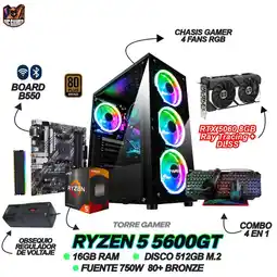Falabella TORRE GAMING - RYZEN 5 5600GT - RTX 5060 8GB - 16GB RAM - SSD 512GB - BOARD A520 - WINDOWS 11 oferta