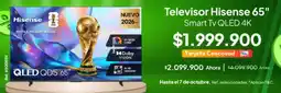 Jumbo Hisense - televisor 65 smart tv qled 4k oferta