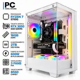 Falabella PC GAMER Ryzen 7 5700G + RTX 3050 6GB | 16GB RAM | 2TB SSD | B550 | 600W | Chasis BLANCO oferta