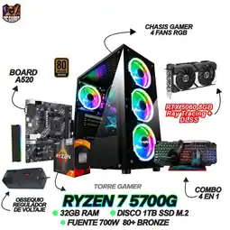 Falabella TORRE GAMING - RYZEN 5 5600GT - RTX 5060 8GB - 32GB RAM - SSD 1TB - BOARD A520 - WINDOWS 11 oferta