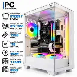 Falabella PC GAMER Ryzen 7 5700G + RTX 3050 6GB | 32GB RAM | 1TB SSD | B550 | 600W | Chasis BLANCO oferta