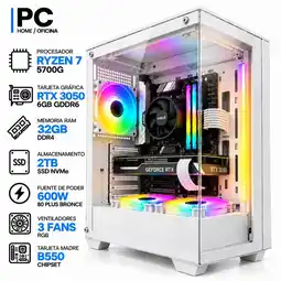 Falabella PC GAMER Ryzen 7 5700G + RTX 3050 6GB | 32GB RAM | 2TB SSD | B550 | 600W | Chasis BLANCO oferta
